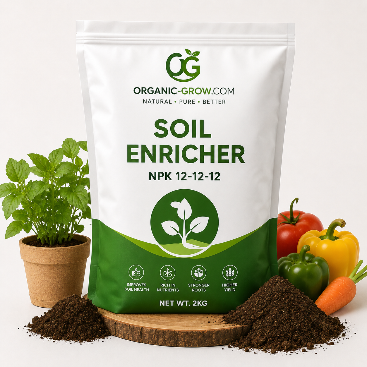 Soil Enricher Fertilizer for Plants Organic NPK 12-12-12 | Balanced Plant Nutrition for Vegetables, Flowers & Indoor Plants | Water Soluble Garden Fertilizer for Healthy Soil & Strong Roots