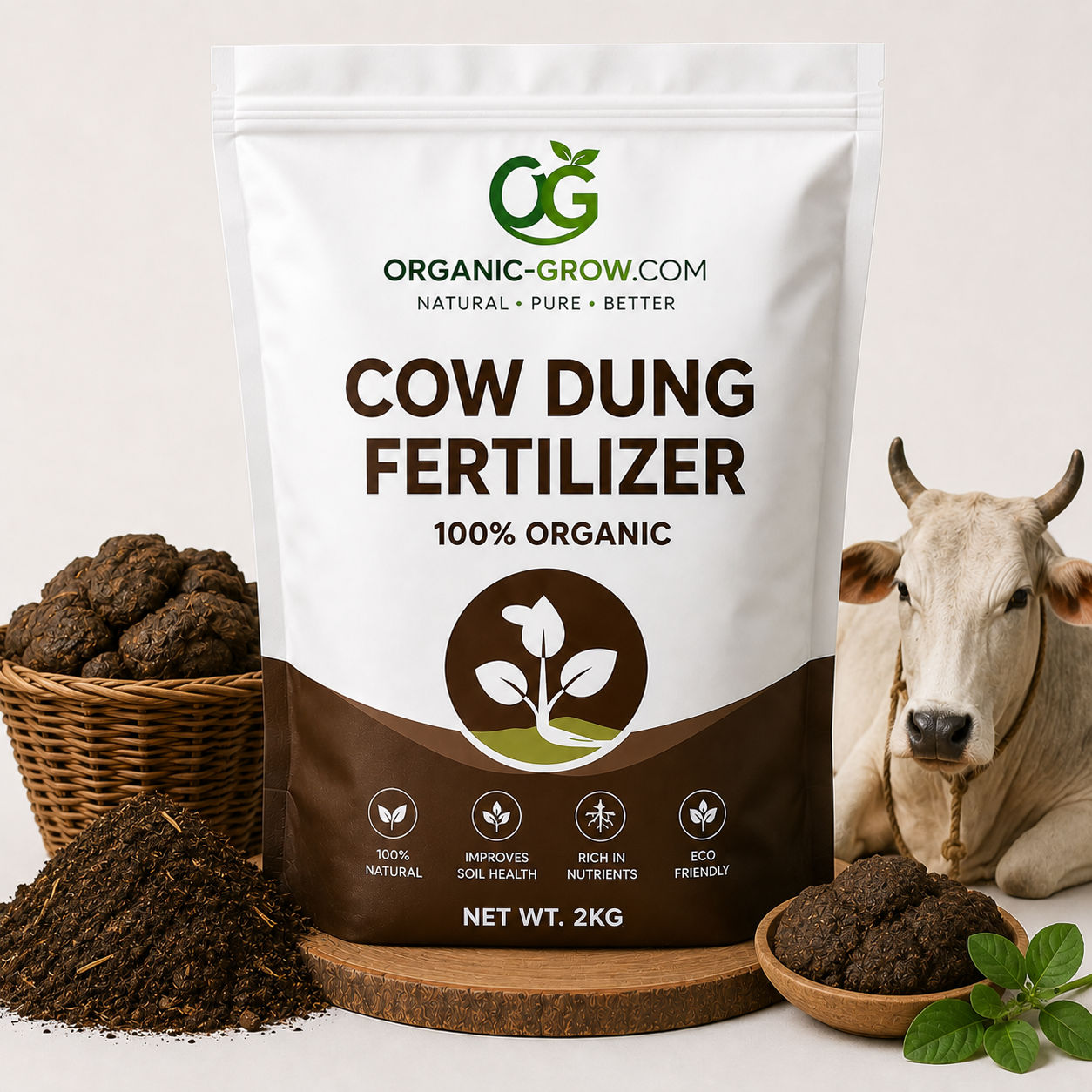 Organic Cow Dung Fertilizer for Plants – 100% Natural Cow Manure Compost for Garden, Farm & Indoor Plants Nutrient Rich Soil Booster