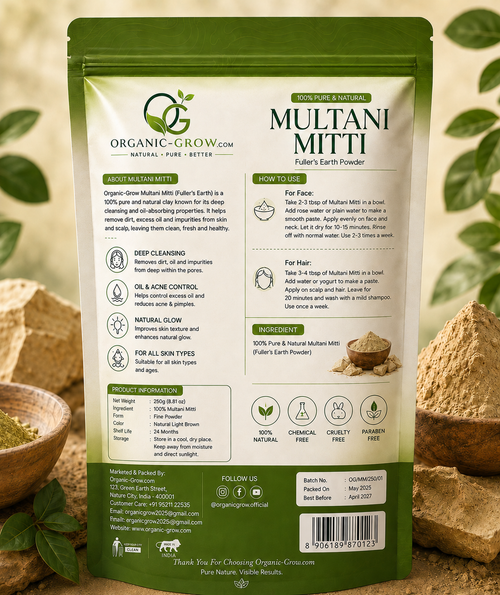 Premium Multani Mitti Powder 250g Natural Clay Mask for Acne-Prone Skin, Deep Cleansing and Healthy Hair Care
